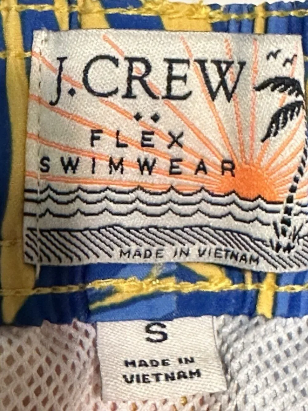 J. Crew Men Sm Flex Swimwear Swim Trunks Tropical Floral Hibiscus Hawaiian Aloha